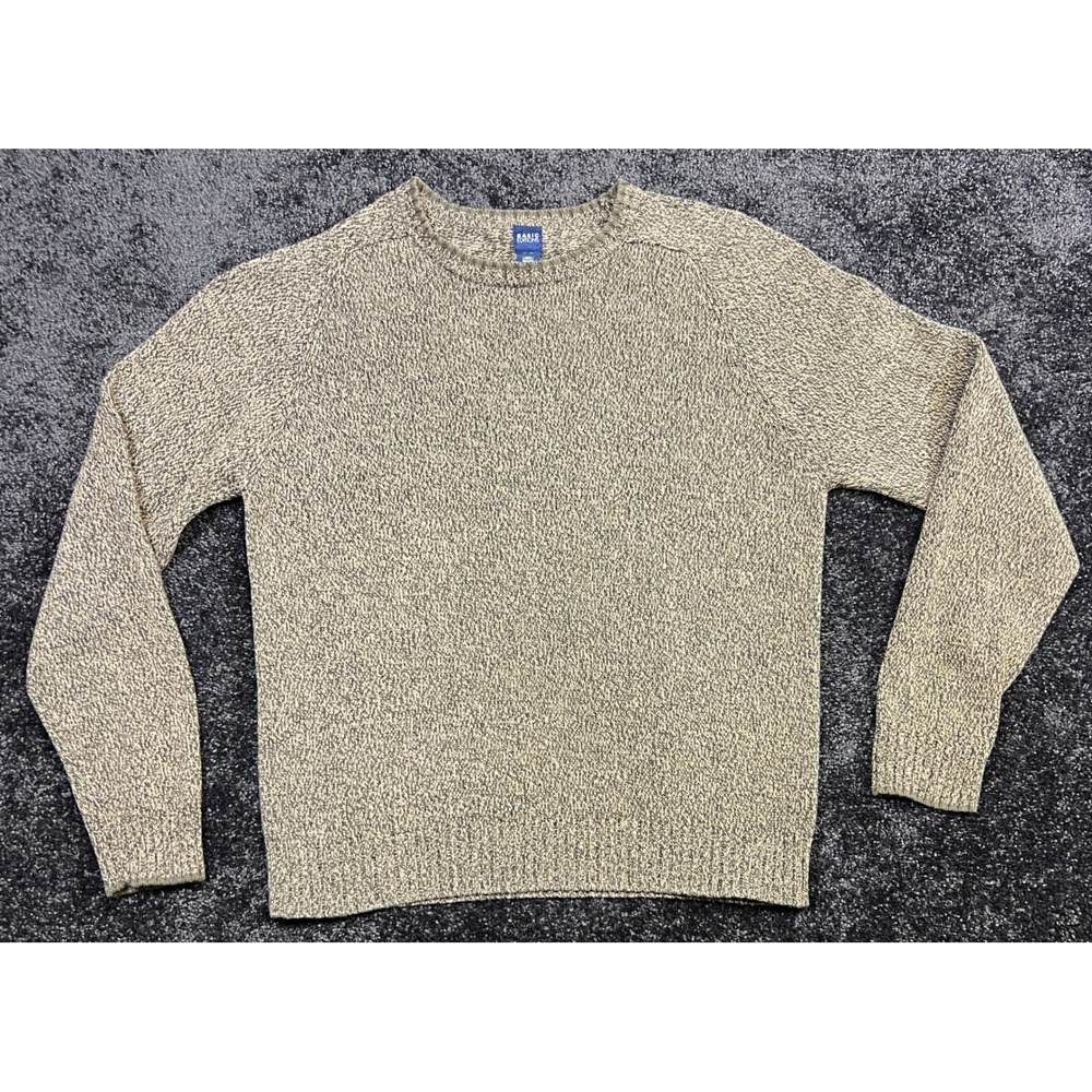 Vintage Basic Editions Mens Crew Neck Knit Sweater L Beige‎ Gray